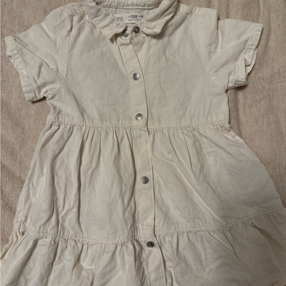 Zara Off-White Button-Up Dress